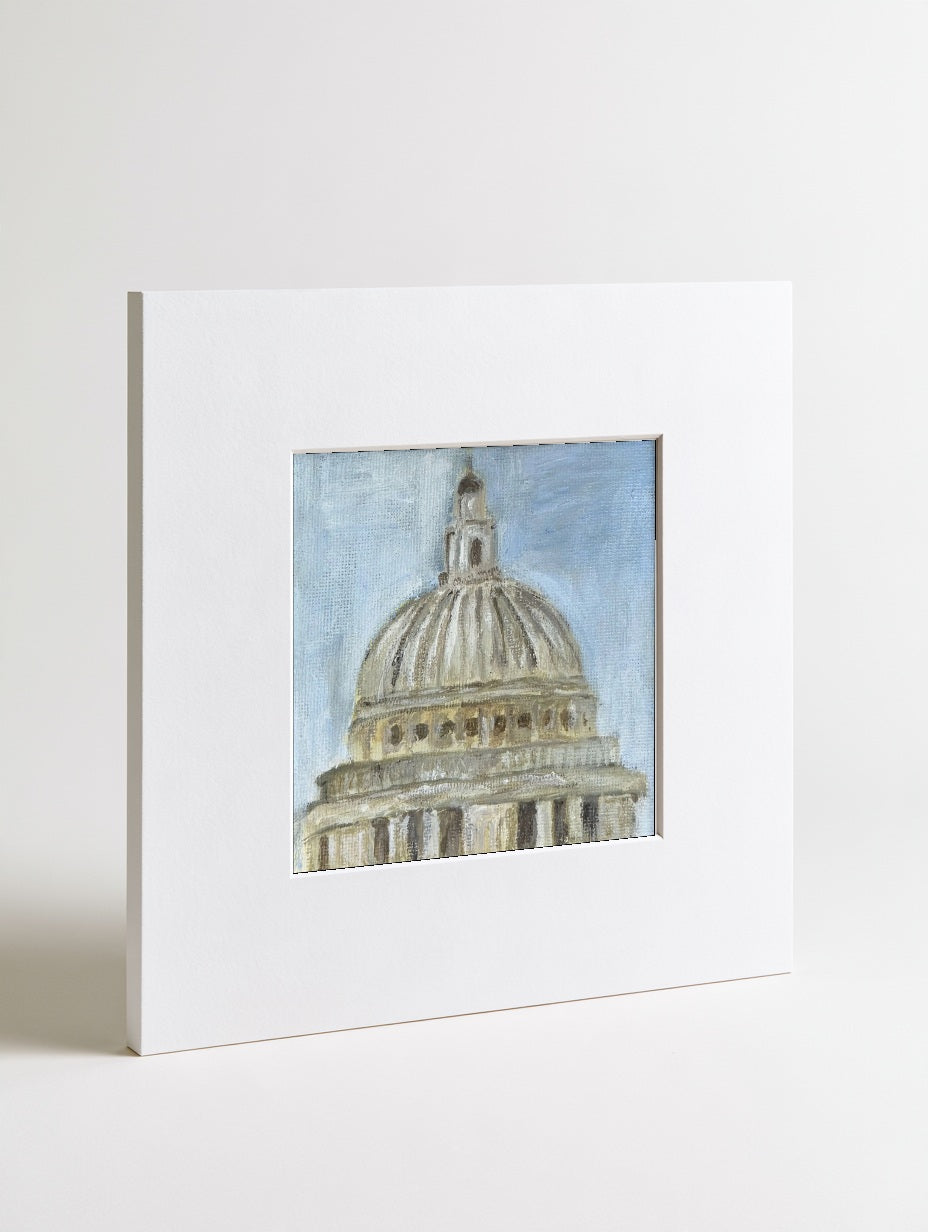 St Paul's Cathedral mounted mini art print in a card mount, flat-lay view