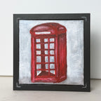 Red Telephone Box hand-painted London painting in its black floating frame