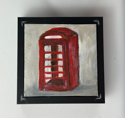 02/ 40  The Red Telephone Box, Acrylics on Canvas Framed - Preorder Now