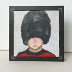 King's Guard hand-painted London painting in its black floating frame