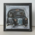 Black Cab hand-painted London painting in its black floating frame