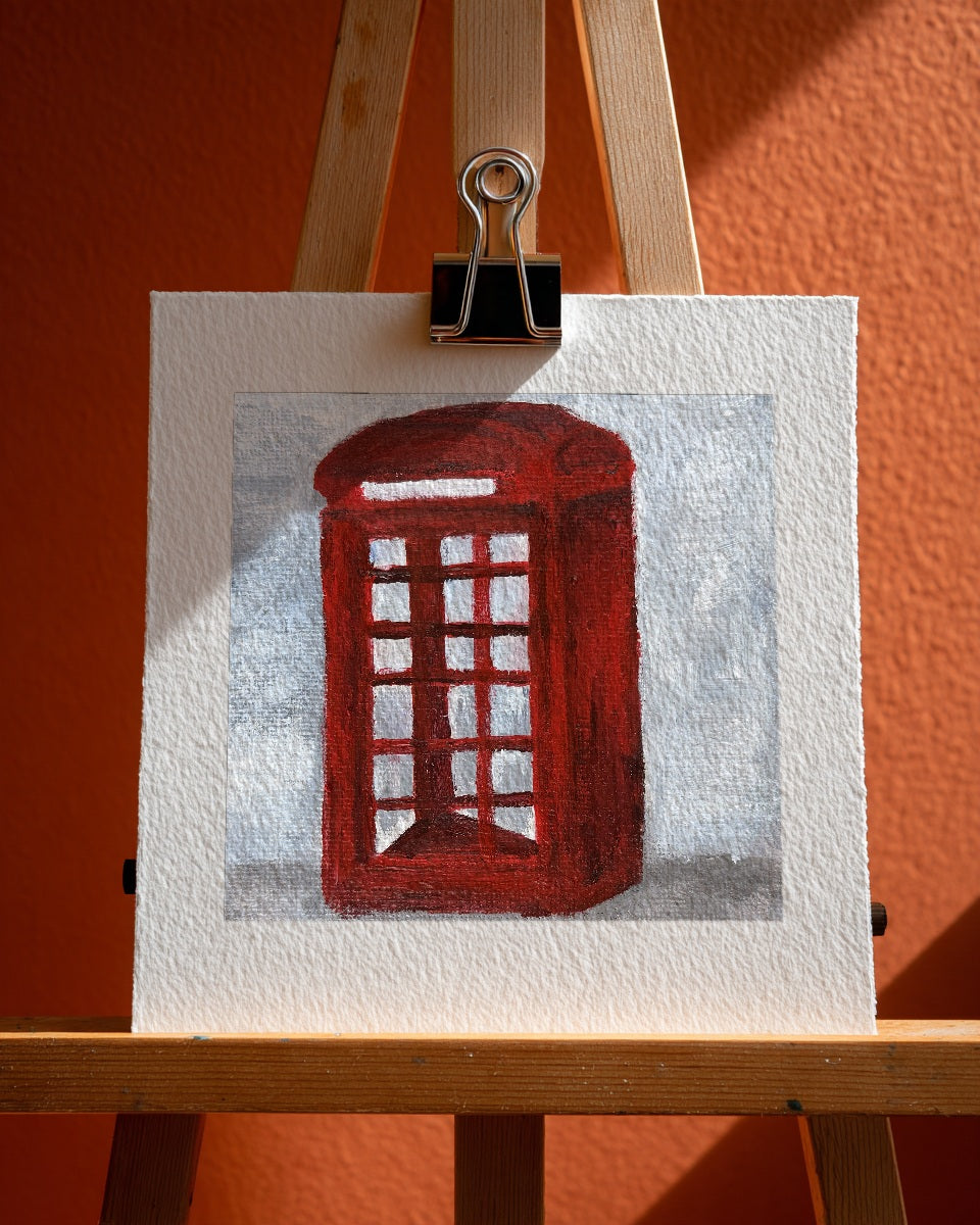Red Telephone Box Mini Print, 15cm x 15cm