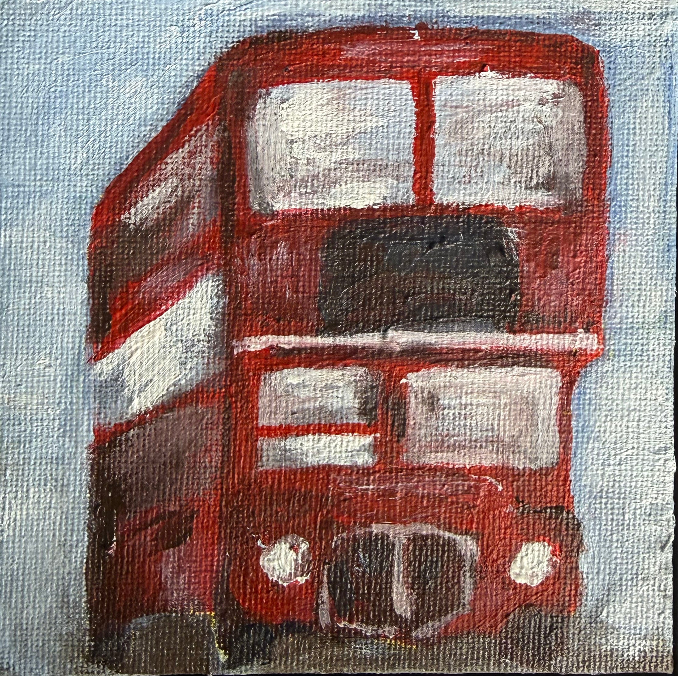 05/40 Red Bus, Acrylics on Canvas Framed - Preorder Now