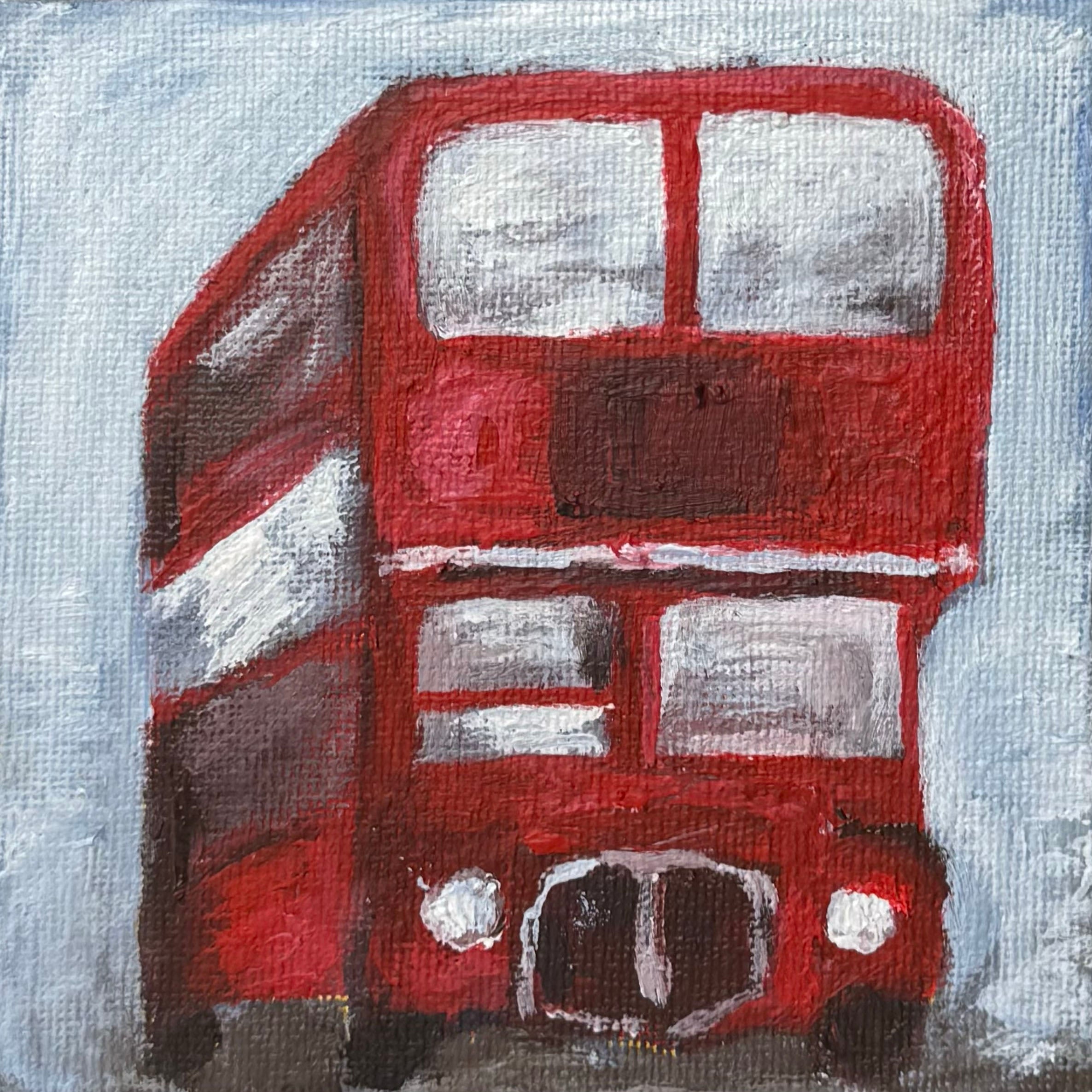 05/40 Red Bus, Acrylics on Canvas Frame