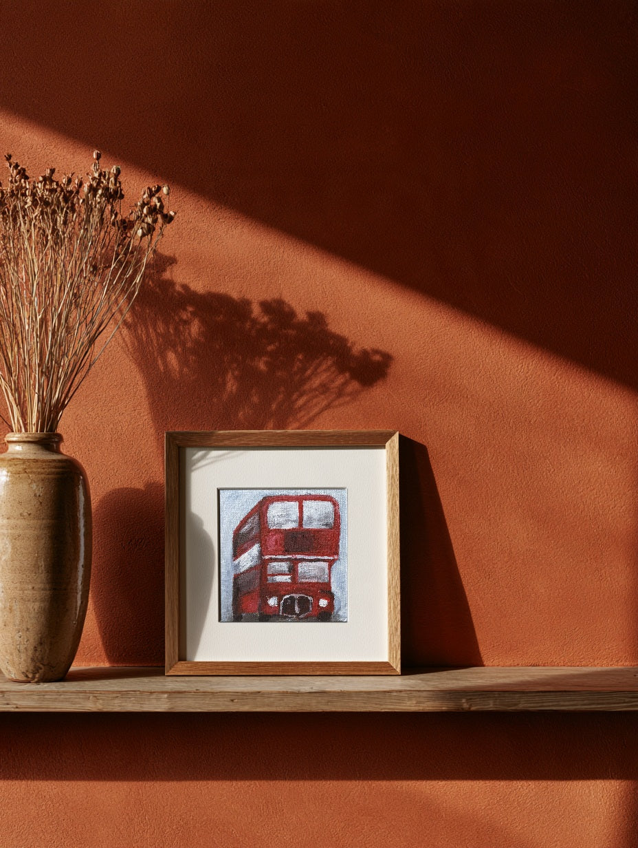 Red Bus Mini Print, 15cm x 15cm