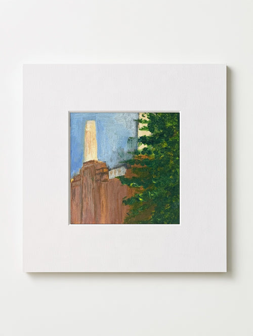 Battersea Power Station mounted mini art print in a white card mount