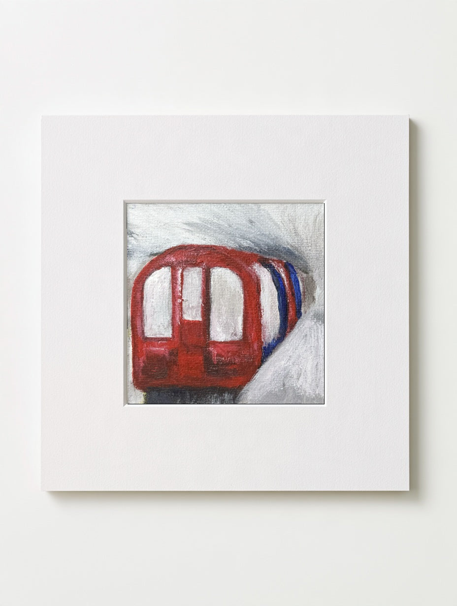 London Underground mounted mini art print in a white card mount