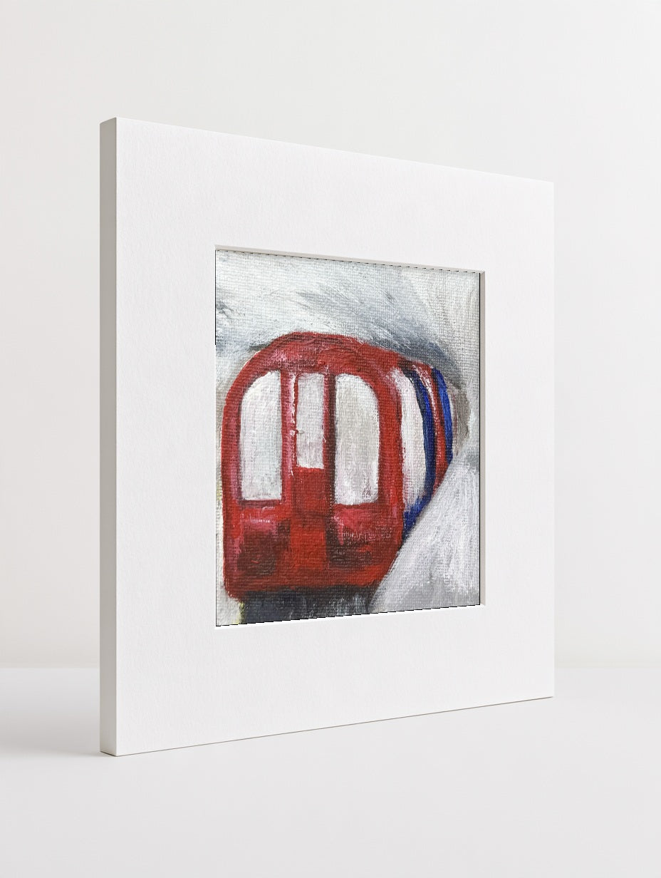 London Underground mounted mini art print in a card mount, styled view