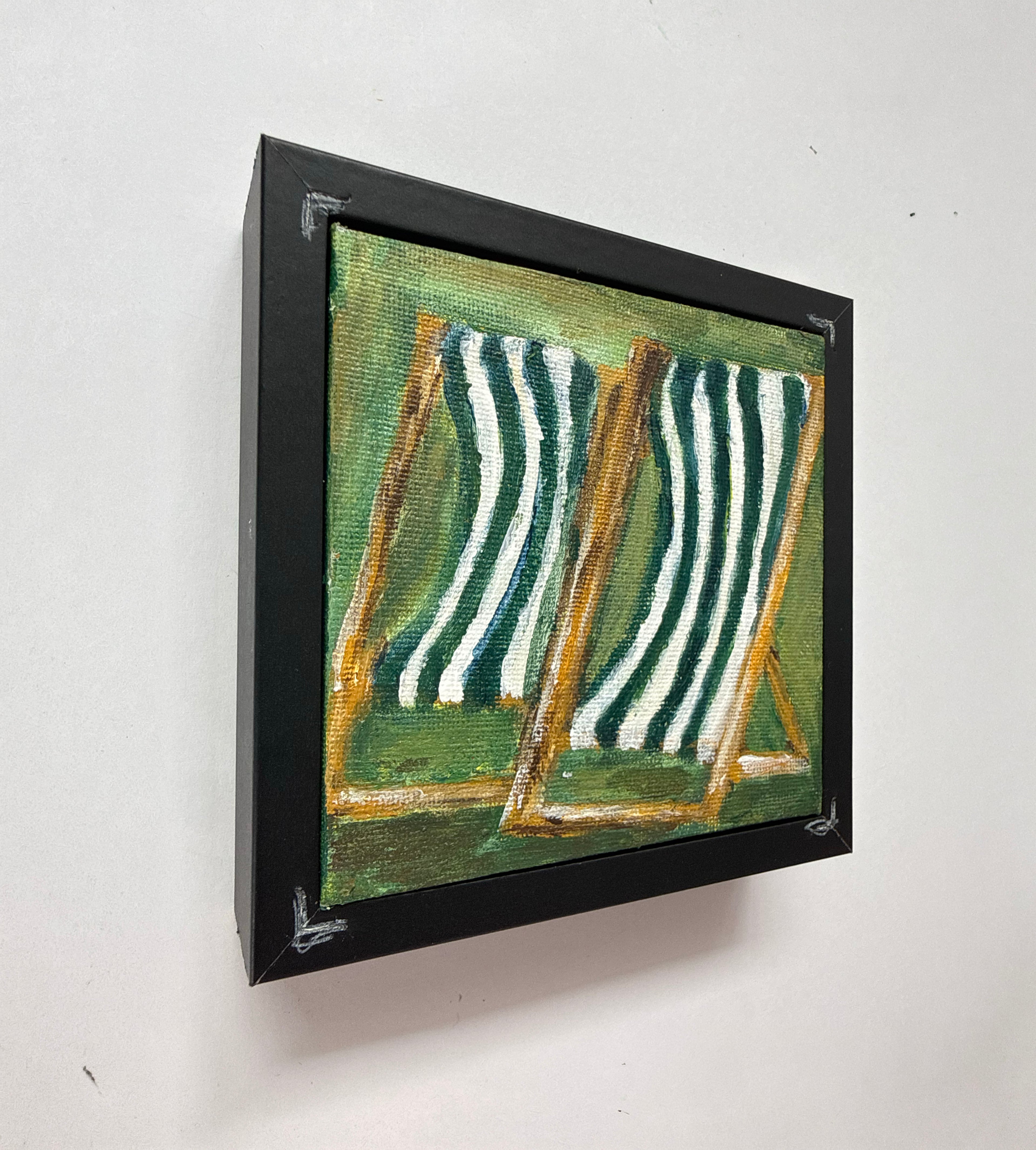 08/40 Hyde Park Deck Chairs, Acrylics on Canvas Framed - Preorder Now