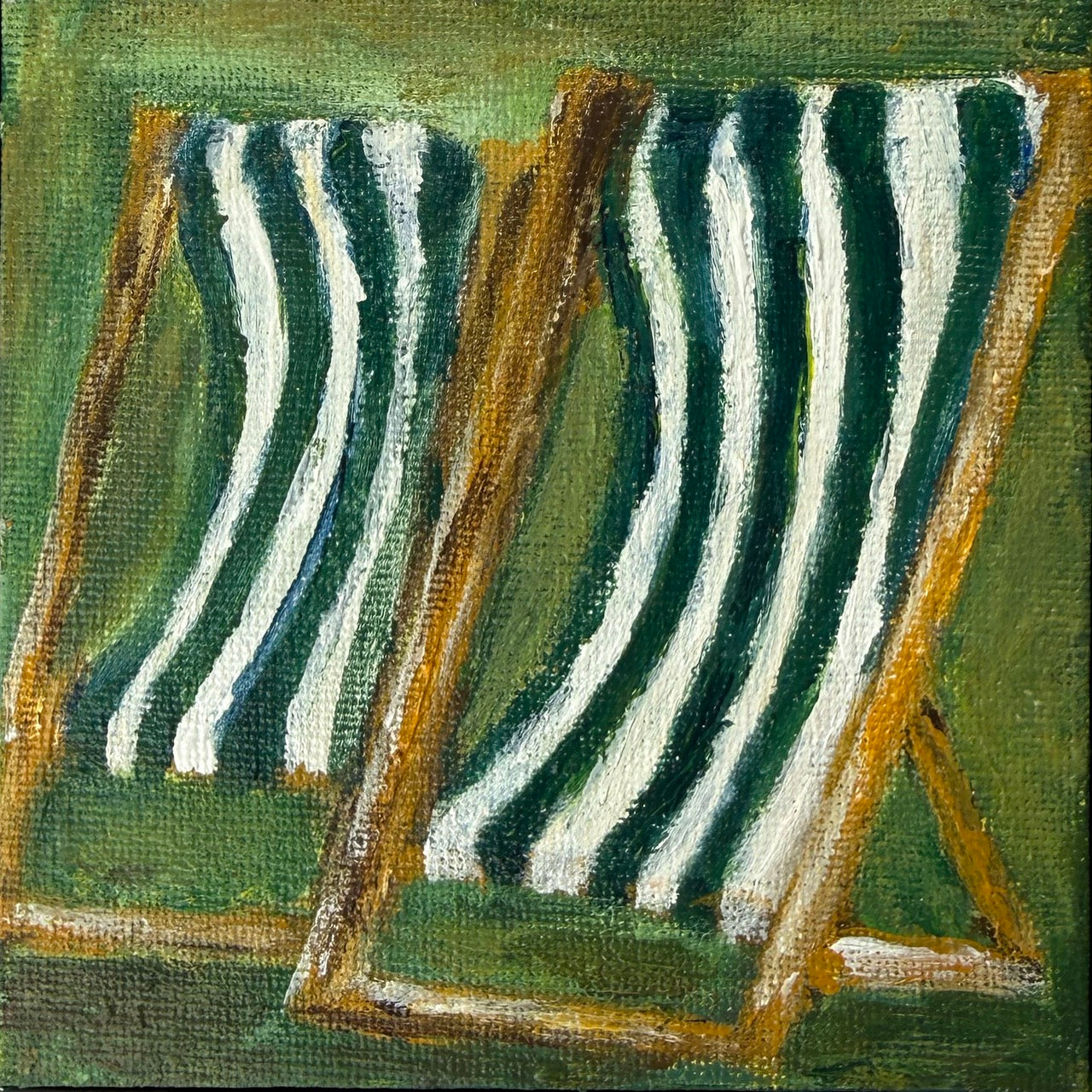 08/40 Hyde Park Deck Chairs, Acrylics on Canvas Framed - Preorder Now