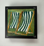 08/40 Hyde Park Deck Chairs, Acrylics on Canvas Framed - Preorder Now