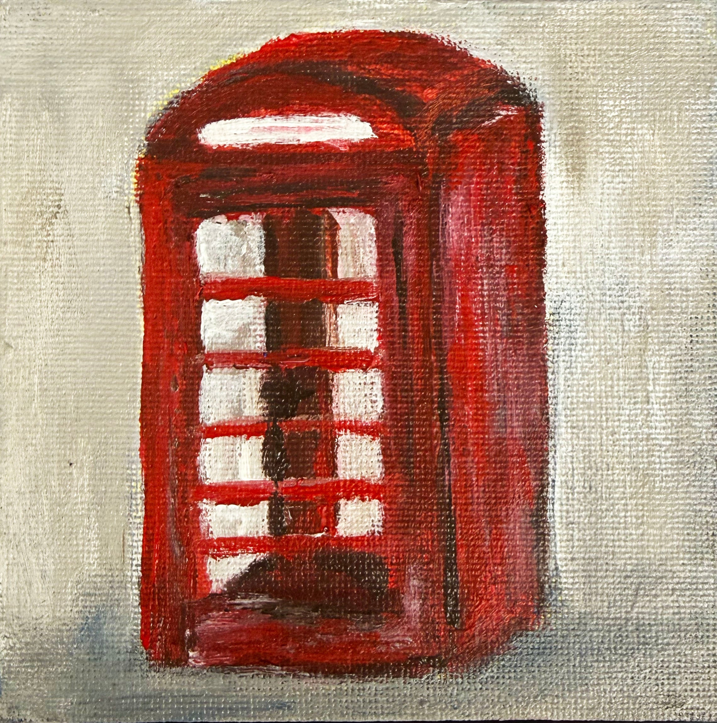 02/ 40  The Red Telephone Box, Acrylics on Canvas Framed - Preorder Now