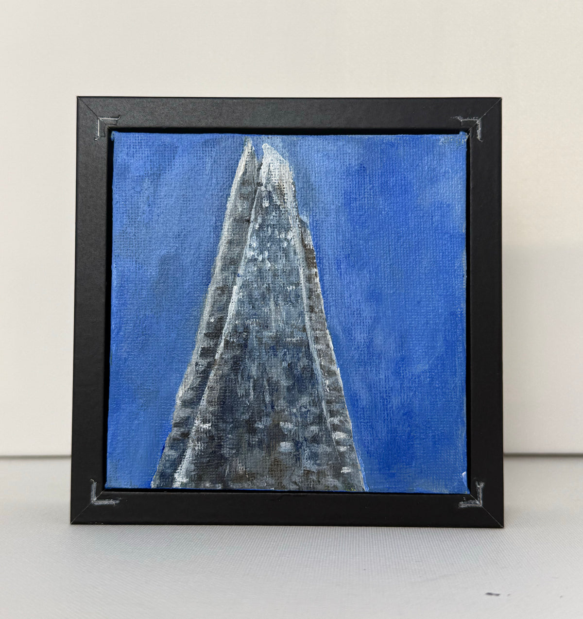 Front view of the framed Shard at golden hour hand-painted London painting