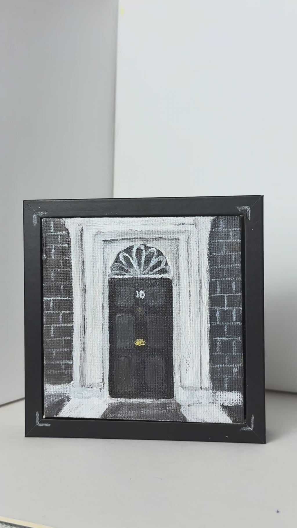 Video of the 10 Downing Street hand-painted London painting by London artist Hua Jing Li